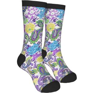 4 x Vintage Paisley Floral Funny Socks Novelty Crew Socks For Women Men