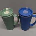 Copco Cone Travel Coffee Mug, 16 oz (Set of 2) - Insulated Mugs with Handle, Double Wall Reusable Tumblers with Twist-Off Spill Resistant Lid, BPA-Free, Microwave & Dishwasher Safe (Blue/Green)