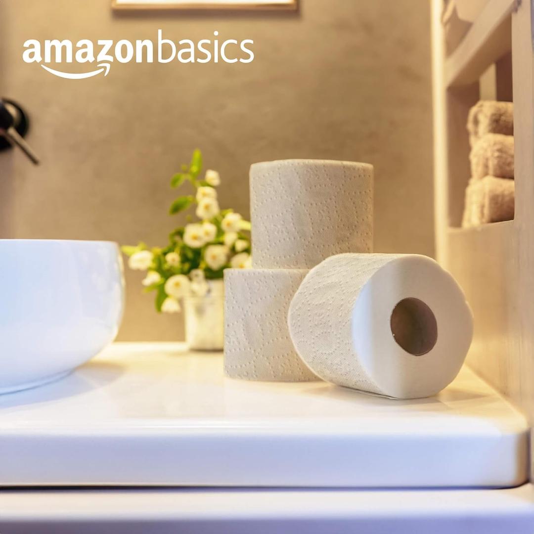 Amazon Basics Soft and Strong 2-Ply Toilet Paper, 18 Ultra Rolls = 72 Regular Rolls, Unscented, 350 Sheet (3 Packs of 6)
