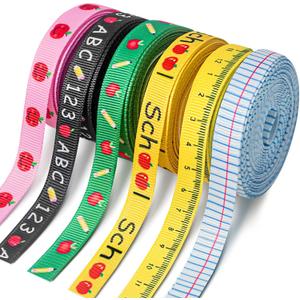 6 PCS Ruler Ribbon Teacher Themed 30 Yards, Back to School Ruler, ABC Ribbon Sewing DIY Crafts Supplies (0.39 Inches)