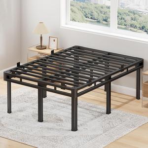 Superay Queen Bed Frame, 24 inch Metal Bed Frame & Box Spring 2 in 1 Platform with Rounded Legs, Double Layer Bed Frame with Matress Gasket & headboard Adapter, Support Up to 4000lbs