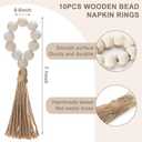 Woven Placemats Set of 4, 12" Natural Water Hyacinth Round Rattan Placemats with Wooden Beads Napkin Rings for Kitchen Dining Table Decor