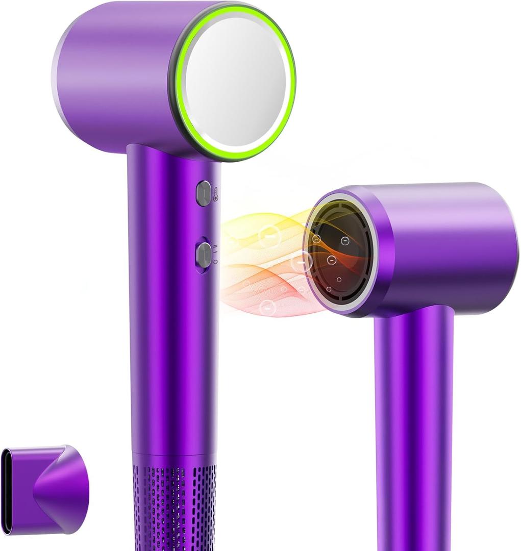 High-Speed Ionic Hair Dryer, 110,000 RPM, Lightweight & Portable for Travel, Quiet Operation, Ideal for Women Thick Hair, Professional Salon Quality, Purple