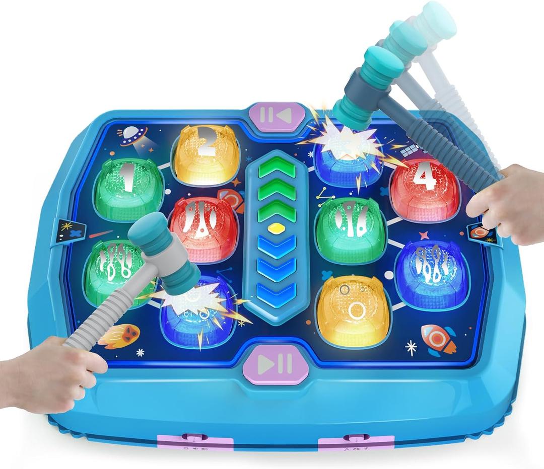 WAYKEE Whack a Game Mole, Toys for 3 4 5 6+ Year Old Boys Girls, Interactive Toddler Boy Girl Toys with 3 Modes & 2 Hammers, Sound & Light, Birthday Xmas Gifts for 3-10 Year Old Boys Girls