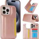 iCoverCase Compatible with iPhone 15 Pro Wallet Phone Case with Card Holder for Women Men, [RFID Blocking] Card Slots PU Leather Protective Wallet Case 6.1 Inch (Rose Gold)