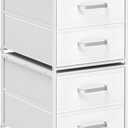 Homsorout Stackable Storage Drawers - 2 Tier Closet Organizer with Metal Handles and Metal Frame, Fabric Dresser with Collapsible Bins for Bedroom, Dorm, Office, White, 2 Pack