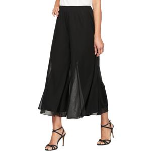 Alex Evenings Womens Wide Leg Chiffon Dress Pant for Mother of The Bride, Elegant Party Outfit (Petite and Regular Sizes) (Large, Black Mesh Cropped)