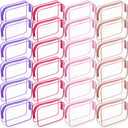 24 Pack Clear Makeup Bags Bulk Cosmetic Storage Bag Waterproof PVC Pouch with Zipper for Travel Organizer Plastic Toiletries Case for Women Traveling Bathroom, 7"x 4.7"x 2.4" (Pink)