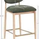 Meridian Furniture 11041Olive-C Riccio Collection Modern | Contemporary Stool with Olive Polyester Performance Fabric, Ash Wood, Natural Finish, Brass Iron, 20.25" W x 21.25" D x 35.75" H, Olive