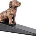 Earl Diamond Heavy Duty Cast Iron Cute Dog Door Stops | Decorative Cute Animal Statue Metal Door Stopper Wedge, with Non-Slip Mat for Home Office Commercial (Black With Red Copper-Dog)
