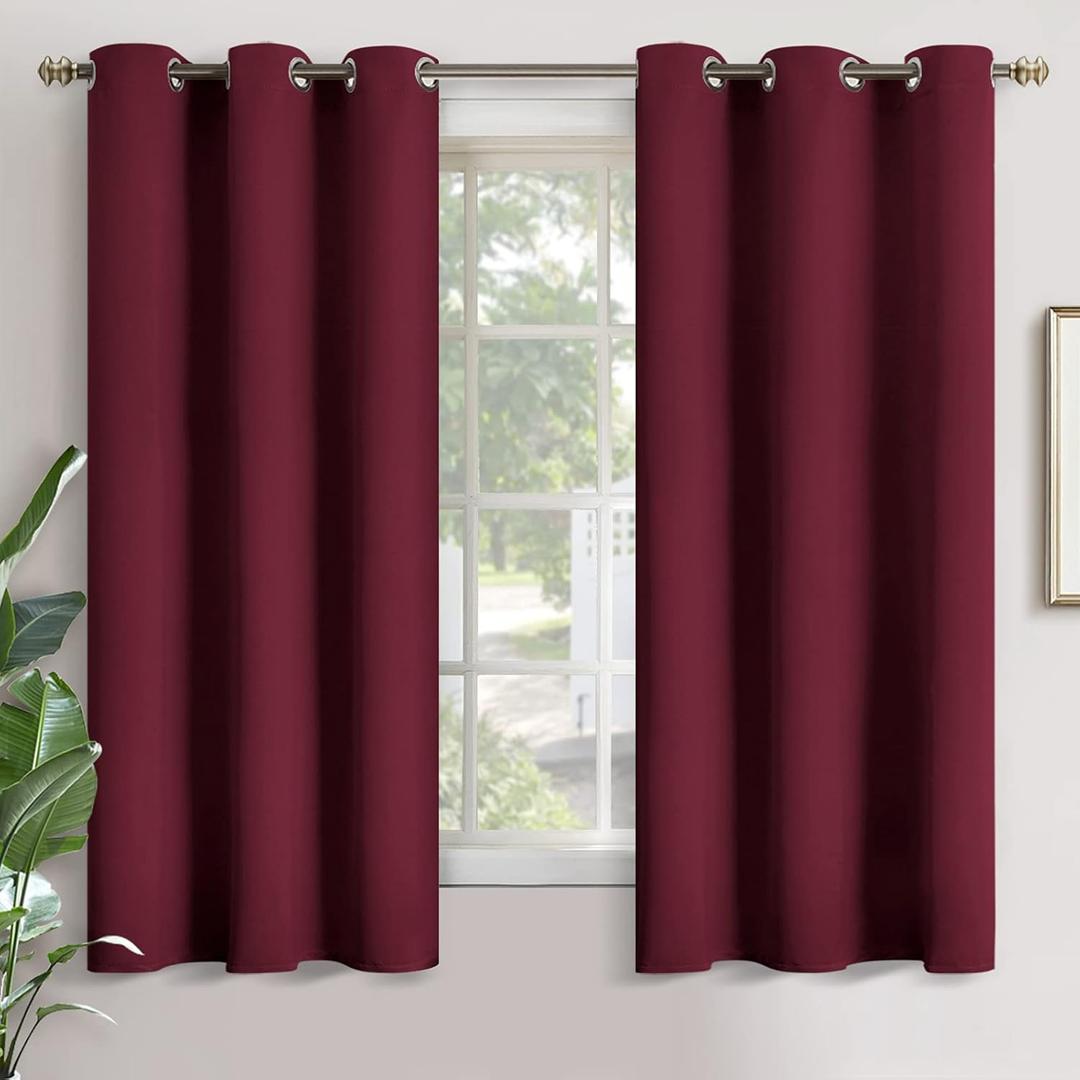 YoungsTex Burgundy Blackout Curtains 63 Inch Length 2 Panels for Bedroom - Thermal Insulated Drapes with Grommet Room Darkening for Living Room Window, 42 x 63 Inch