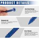 MorningRo 200 Qty 1/4" x 2-3/4" Star Head Concrete Screws Anchor with Drill Bits Blue Star Drive Bugle Head Screws for Anchor Masonry, Block, Brick, Cement, Stucco, Diamond Point and Wood Fastening