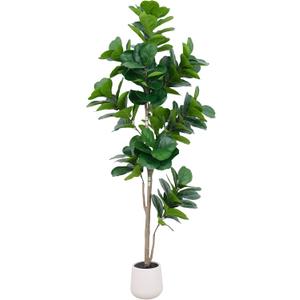 Artificial Fiddle Leaf Fig Tree 7ft - Lifelike Indoor Tall Faux Plant for Home & Office Dcor, Low Maintenance, Realistic Greenery for Living Room, Bedroom