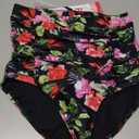 RELLECIGA Women's High Waisted Bikini Bottom Tummy Control Ruched Full Coverage Swim Bottom (Large, Peony Print)