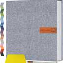 Popotop Large Photo Album Self Adhesive 4x6 5x7 8x10 Scrapbook Album DIY Picture Book,Gifts for Mom,Family Baby and Wedding,with Metal Pen and Plastic Board (Grey)