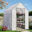 Greenhouse for Outdoors, Portable Green House, Walk in Greenhouses with Durable PE Cover, 57 x 57 x 76 inch Greenhouse with Shelves Stands,White