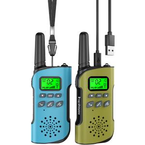 Walkie Talkies for Kids Rechargeable,Toys for Boys and Girls, 2 Pack Long Range 2-Way Radios, Birthday Gifts,Christmas Stockings, Outdoor Play, Family Games, Hiking Camping Gear