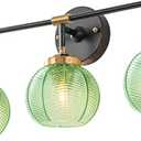 Bathroom Light Fixtures Vanity Wall 3-Light Coastal Vanity Lights Emerald Green Vintage Wall Lamp with Glass Globe Shade Modern Glass Wall Vanity Lighting for Mirror Kitchen Cabinet