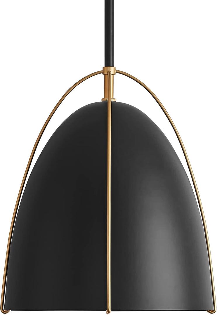 Black Dome Pendant Light 10in 1-Light Kitchen Pendant Lighting Egg-Shaped Black Gold Pendant Light Fixture for Kitchen Island, Dining Room,Kitchen Sink,Bar,10in, E26