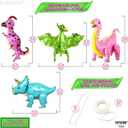 KatchOn, Large Pink Dinosaur Balloons for Birthday Party - Pack of 4 | Pastel Dino Balloons for Dino Party Decorations, Dinosaur Birthday Decorations | Three Rex Birthday Decorations Girl