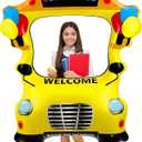 51 Inch Back to School Photo Frame School Bus Inflatable Photo Frame Bus Balloon Selfie Backdrop Inflatable Balloon Decorations for Party Supplies Classroom Decoration