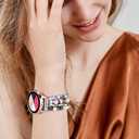 VISOOM Beaded Boho Bracelet Compatible for Samsung Galaxy Watch 7/6/5/4 40/44mm Bands/Active 2 Watch 4 Classic 42mm Band Women, 20mm Handmade Elastic Crystal Beads Bracelet for Galaxy Watch 5 pro