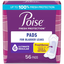 Poise Incontinence Pads for Women, 6 Drop Ultimate Absorbency, Regular Length, 56 Count