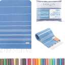 GOQAN Turkish Beach Towel Oversized 39x71 | Thin, Lightweight, 100% Cotton and Sand Free Towel is Suitable for Beach, Bathroom, Pool, Travel, Swim, Gift | Odor Free Thx to Quick Dry Property - Azure