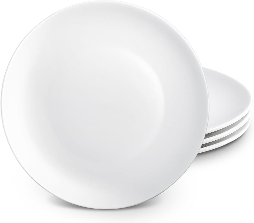 Ceramic Dinner Plates Set of 4, 10 inch White Ceramic Plates, Round Porcelain Dinner Plate Serving Dishes for Kitchen Microwave, Oven, Dishwasher Safe