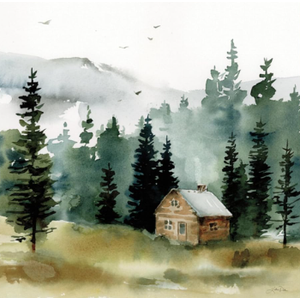 Art Framed Canvas Wall Art 14x18 Inch Cabin in the Woods, Framed Wall Art Canvas, Landscapes Artwork, Traditional Decor, Large Poster Painting for Living Room, Bedroom, Bathroom, Kitchen, Office or Business