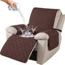 Waterproof Recliner Covers that Stay in Place, (Brown, 25") | Electric Recliner Chair Covers, Recliner Slipcovers Washable, With Elastic Straps, 2 Side Pockets, For Pets Dogs
