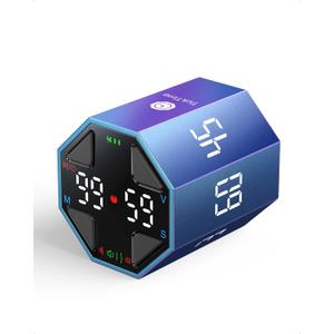 Pomodoro Timer Cube, Custom Pomodoro, Pause & Resume, Silent, Vibrate & Adjustable Sound Alert, for ADHD, Task, Work, Study, 3/5/10/15/30/45/60min & Custom Countdown, Blue