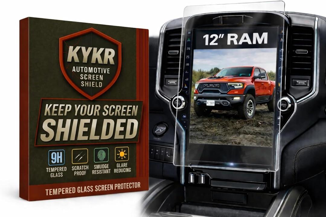Ram 1500 Screen Protector 12 Inch (20192026), Fits Dodge Ram 1500/2500/3500 Uconnect Display, HD Clear Gloss, 9H Tempered Glass, Scratch Resistant