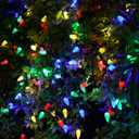 Solar Christmas Lights Outdoor C6 Strawberry String Lights, LED Christmas Fairy Lights 50 LEDs Solar Operated Rechargeable Garden Lights for Christmas Tree, Holiday, Arbor Decor (Multicolor, 8 Modes)