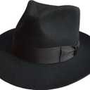 Classic Black Men's Wool Felt Godfather Gangster Mobster Gentleman Fedora Hat (M= 57cm(7 1/ 8))