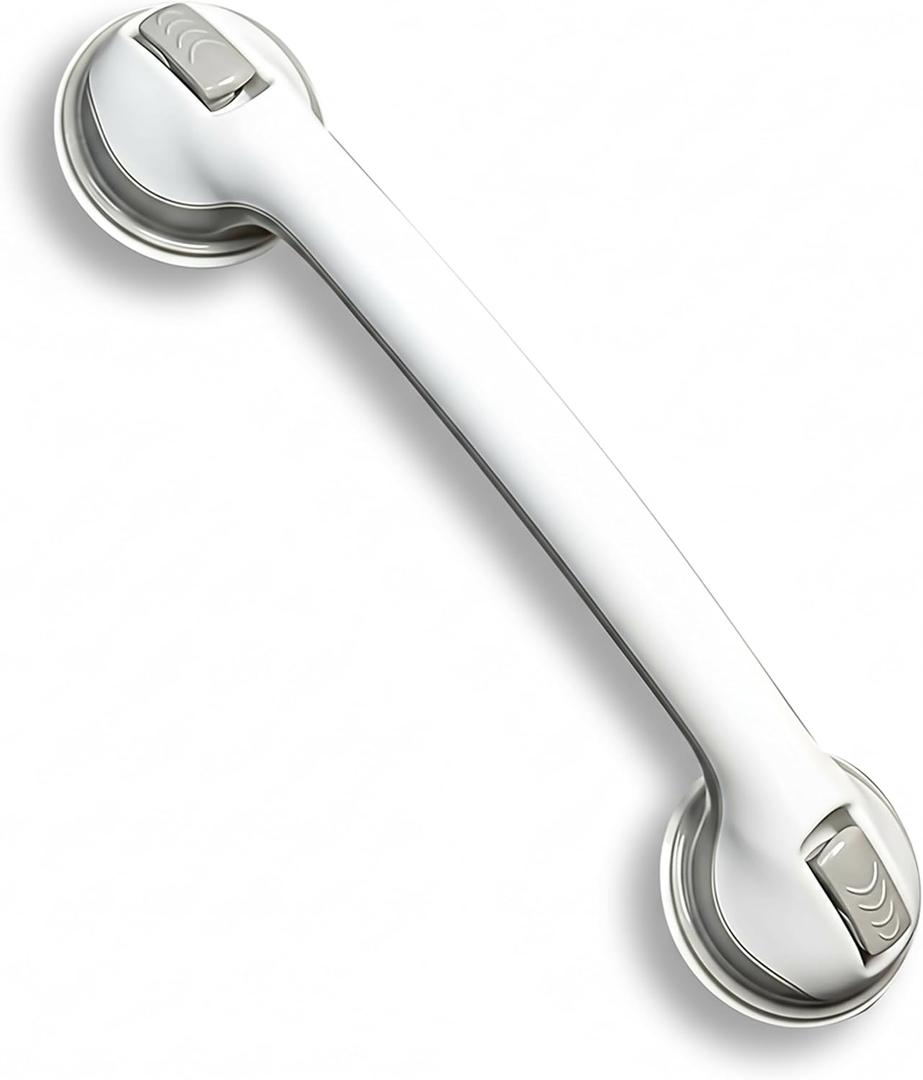 Safe-er-Grip Changing Lifestyles Suction Cup Grab Bars For Bathtubs & Showers; Safety Bathroom Assist Handle, White & Grey, 16 Inches