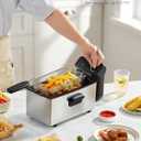 Reemix 3L Electric Deep Fryer 1500W, Adjustable Temperature up to 375°F, Detachable & Dishwasher Safe Oil Pot, Small Countertop Fried Chicken Maker, Stainless Steel