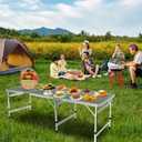Moosinily Camping Table 6FT Folding Table Large 3 Adjustable Height Portable Picnic Table Camp Aluminum Outdoor Picnic BBQ Black