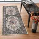 Lahome Oriental Washable Hallway Runner Rug, 2x6 Runners for Hallways Non Slip Ultra-Thin, Vintage Soft Long Carpet for Kitchen Bathroom Bedroom Laundry Room,Brown/Grey (Taupe)