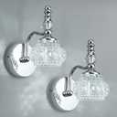 Modern Wall Sconces Set of Two Indoor Lamp Chrome Vintage Glass Light Bathroom Vanity Fixture Wall-Mounted Room Lighting (2-Pack)