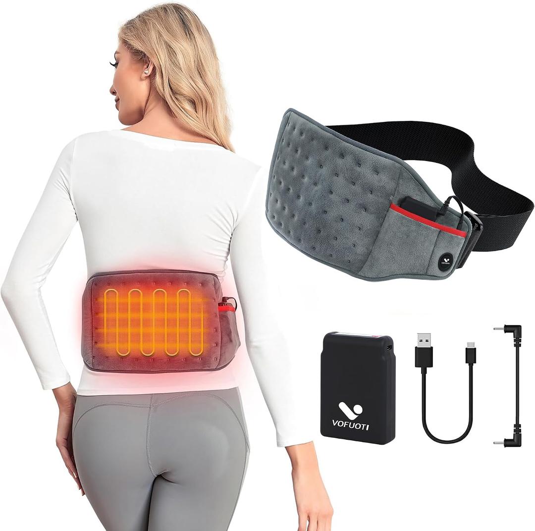 Vofuoti Cordless Heating Pad, Portable Heated Pad with Battery and 3 Heat Settings, Rechargeable Electric Heating Pads for Back, Abdomen, Gifts for Women Men