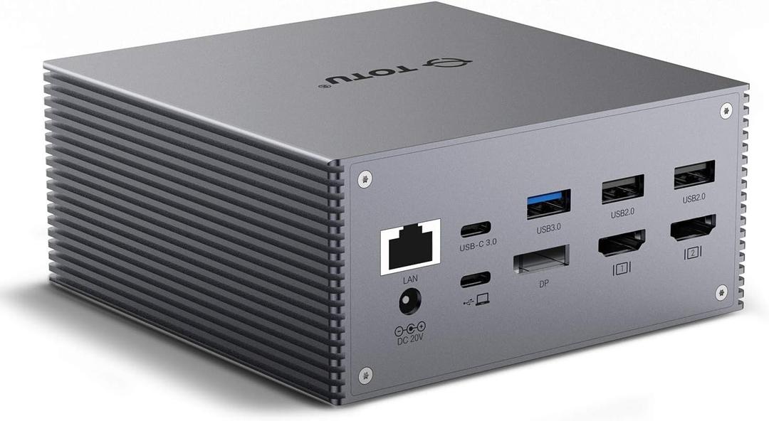 TOTU USB-C 4K@30Hz Triple Display Docking Station with Charging Support for Macbook Pro & Windows USB 3.1 Gen2 Type C Systems (2 HDMI,DP,7 USB Ports, 60W USB PD), MacOS only Support Mirror Mode