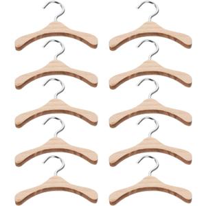 iplusmile 20pcs Wooden Doll Clothes Hangers - 12cm Natural Wood Mini Hanger for Dollhouse Wardrobe, Small Clothing Accessory for BJD, Baby Dolls and Garment Closet Organization
