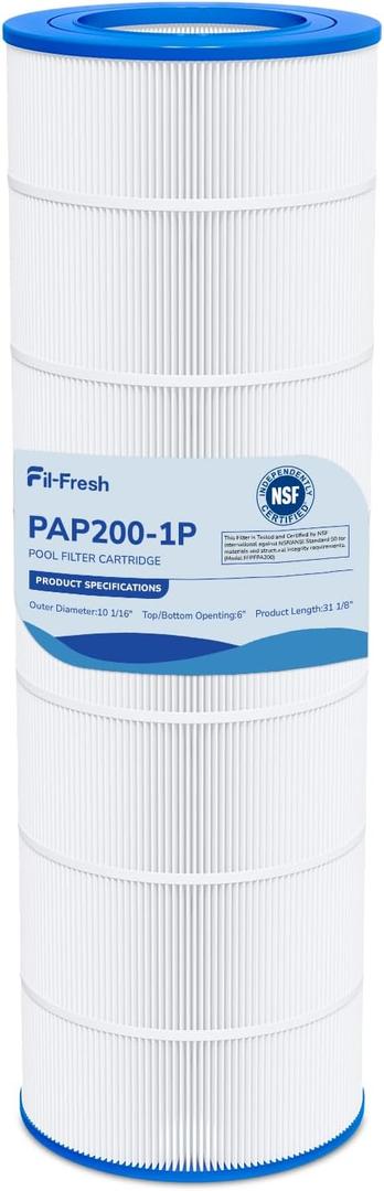 Fil-fresh CC200 Pool Filter Cartridges Compatible with Pentair Clean & Clear 200, Replacement for Pentair R173217, Pleatco PAP200, Unicel C-9419, 200 sq.ft