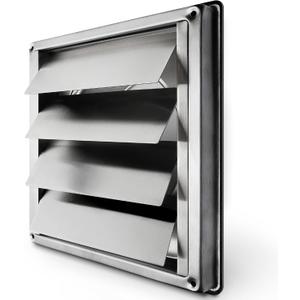 calimaero VKE 4" Inch Dryer Vent Cover  Outdoor Stainless Steel Grille with Moving Flaps  Fits Only with Metal Ducts for HVAC & Dryer Systems