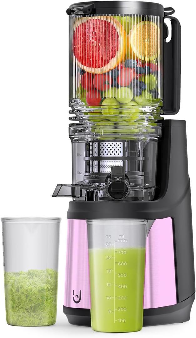 5.8" Wide Feed Slow Masticating Juicer, Whole Fruits & Vegetables, No Pre-Cutting Needed,Maximize Nutrient & Juice Yield,Pink