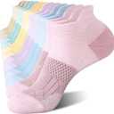FITRELL 5-6 Pairs Ankle Running Socks for Women Athletic Cushioned Low Cut Tab Sports Socks (Medium)