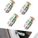 4 PCS Car Tire Pressure Monitor Valve Stem Caps, 2.4Bar 36PSI Tire Pressure Monitor Sensor Indicator, 3 Color Eye Alert Tire Pressure Monitor Valve Caps with Pressure Gauge