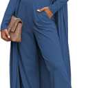 Ekouaer Women's 3 Piece Knit Lounge Set Pajama Long Sleeve Cardigan Sleeveless Top Pants SweatsuitCadet BlueXX-Large