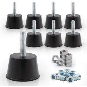 NEWBYTEK Adjustable 1/4" Rubber Threaded Furniture Levelers - 8 Pack | Screw-in Table Chair Feet Glides for Chairs, Tables, Cabinets, Patio Furniture
